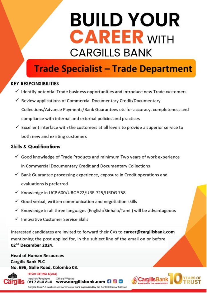 Trade Specialist – Trade Department